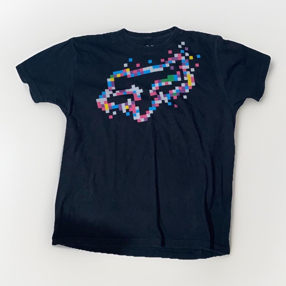 Y2K Fox Racing Mens Black XL Pixelated‎ Logo Graphic